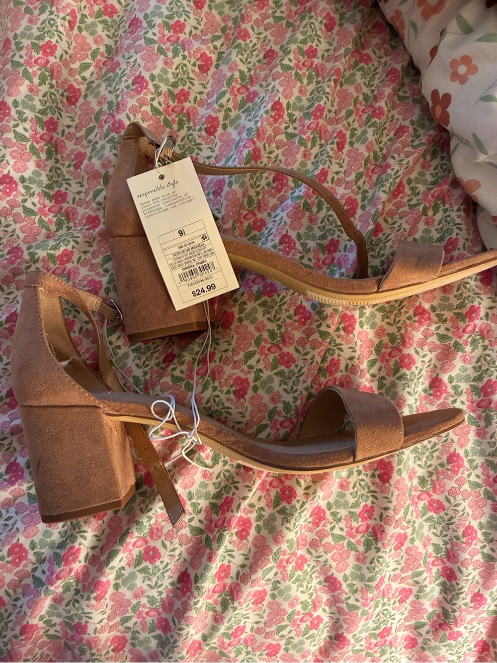 Women’s Block Heel Sandals in Dusty Rose - Unbranded
